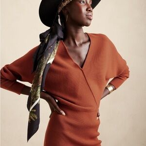 Banana Republic Rust Brown Wrap Sweater Dress
